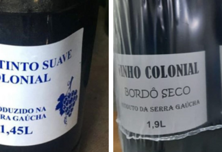 Rótulos de falsos vinhos coloniais sem indicação de procedência, nem registro no Ministério. Foto: Divulgação/Seapdr