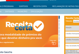 Tela inicial do site Nota Fiscal Gaúcha. Foto: reprodução