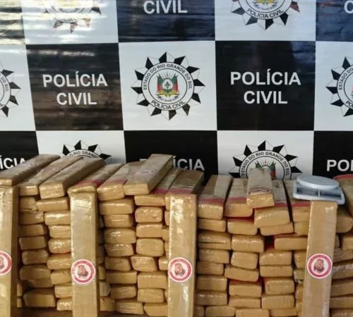 Apreensão de 200 quilos de maconha em Sapiranga. Foto: Polícia Civil/Divulgação