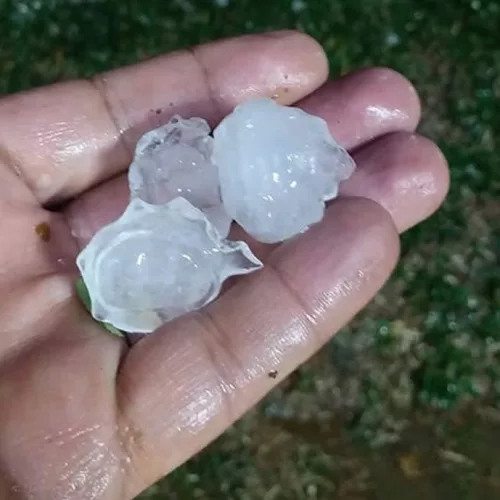 Granizo em Soledade na noite deste sábado. Foto: Reprodução/ Conexão Geoclima