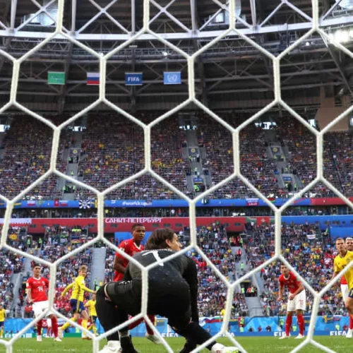 Momento do gol da Suécia. Foto: Getty Images