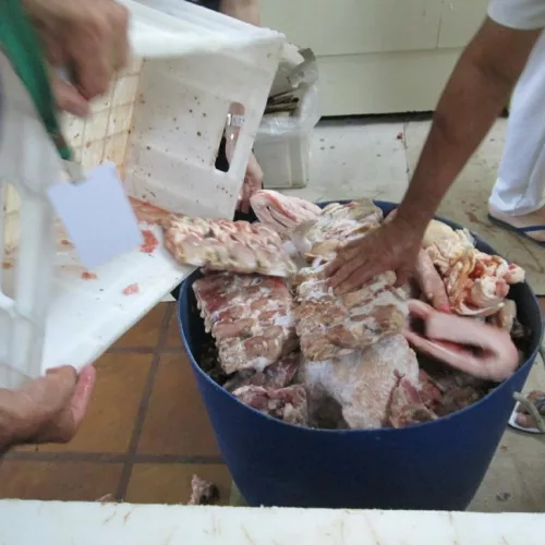  A carne apreendida e foi destinada para os animais do Parque Zoológico de Sapucaia do Sul. Foto: Divulgação/MPRS