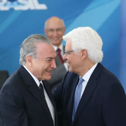 Ex-presidente Michel Temer e o ex-ministro Wellington Moreira Franco, em cerimônia no Palácio do Planalto. Foto: Antonio Cruz/Agência Brasil