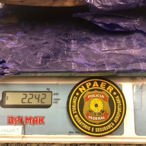 Droga estava escondida em um fundo falso da bagagem. Foto: Divulgação/PF