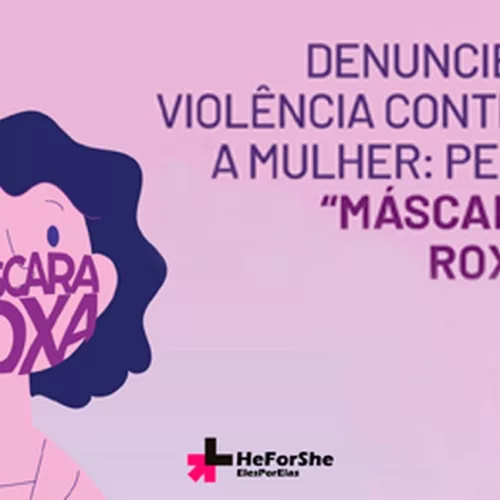 Cartaz da campanha Máscara Roxa. Foto: Eles por Elas/Divulgação