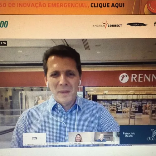 Fabio Faccio, CEO das Lojas Renner, na 1ª edição do CEO at Home, da Amcham. Foto: Divulgação