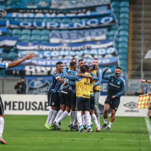 Grêmio está na final do Gauchão contra o Caxias. Foto: Lucas Uebel/ Grêmio