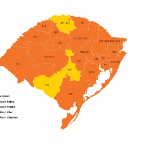 Mapa definitivo da 24ª rodada do Distanciamento Controlado. Crédito: Governo do Rio Grande do Sul