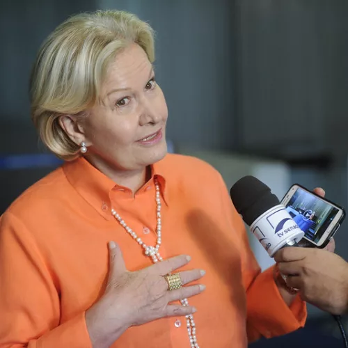 Senadora Ana Amélia Lemos durante entrevista em 2018. Marcos Oliveira/Agência Senado (arquivo)