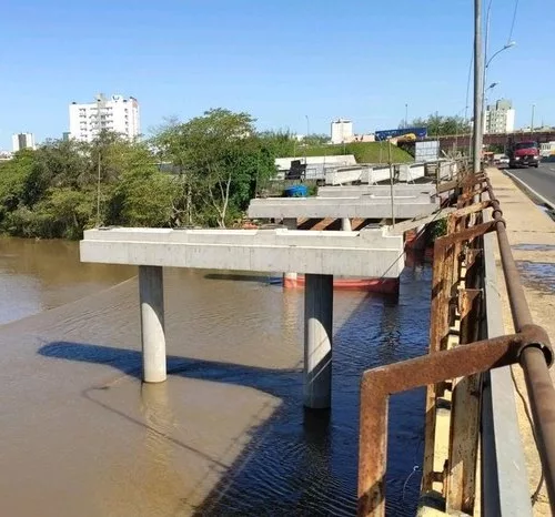 As obras são para ampliação da ponte sobre o Rio dos Sinos. Foto: Divulgação/Dnit