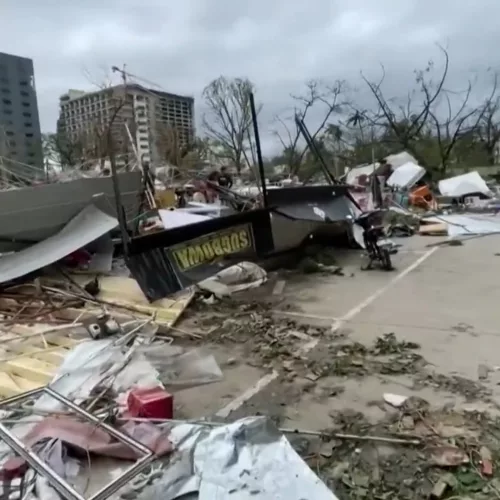 Estragos causados pelo tufão Rai, nas Filipinas. Foto: reprodução de vídeo / TV Globo