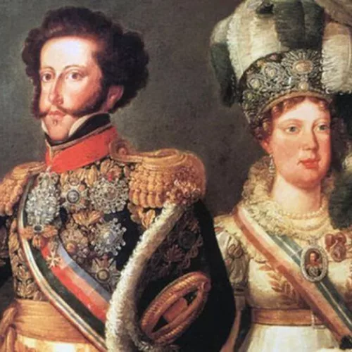  Dom Pedro I e Dona Leopoldina sobre a pintura de Julien Palliere. Foto: Reprodução  