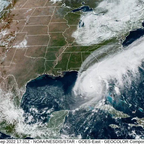 Furacão Ian, na tarde de quarta-feira. Foto: NOAA / Divulgação