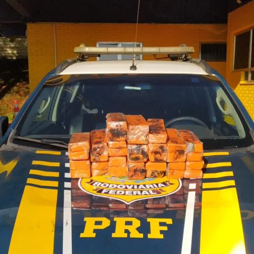 Os policiais encontraram 15kg de maconha. Foto: Divulgação/PRF