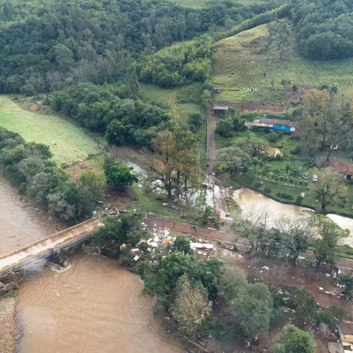 Estragos registrados em Caraá, no Litoral Norte. Crédito: Maurício Tonetto/ Secom RS