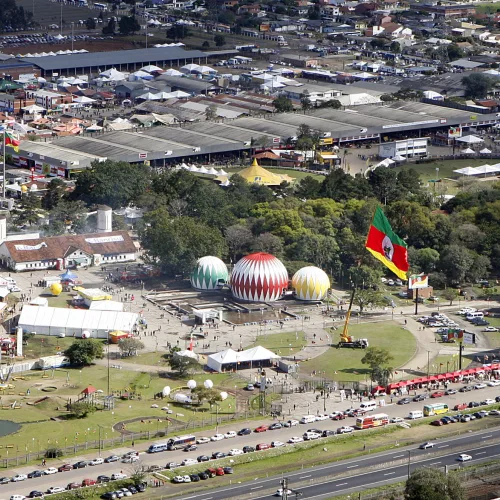 Vista aérea do Parque de Exposições Assis Brasil, em Esteio, durante a Expointer. Crédito: Governo do RS 