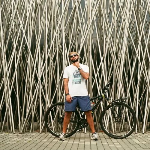 Aldo Lammel durante a sua viagem de bicicleta. Foto: Divulgação 