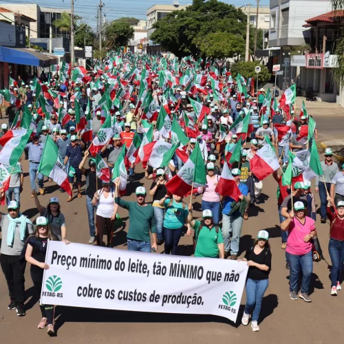 Protesto aconteceu em Porto Xavier. Foto: Divulgação/Fetag-RS